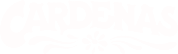 Stylized text reads Cardenas with decorative swirls and a flower beneath.