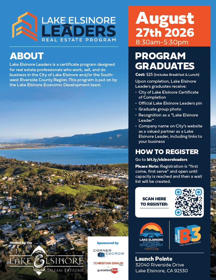 Brochure: Lake Elsinore Leaders' Real Estate Program, August 27th, 2026