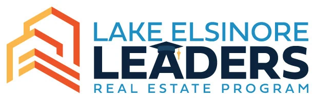 Lake Elsinore Leaders real estate program logo with cityscape.